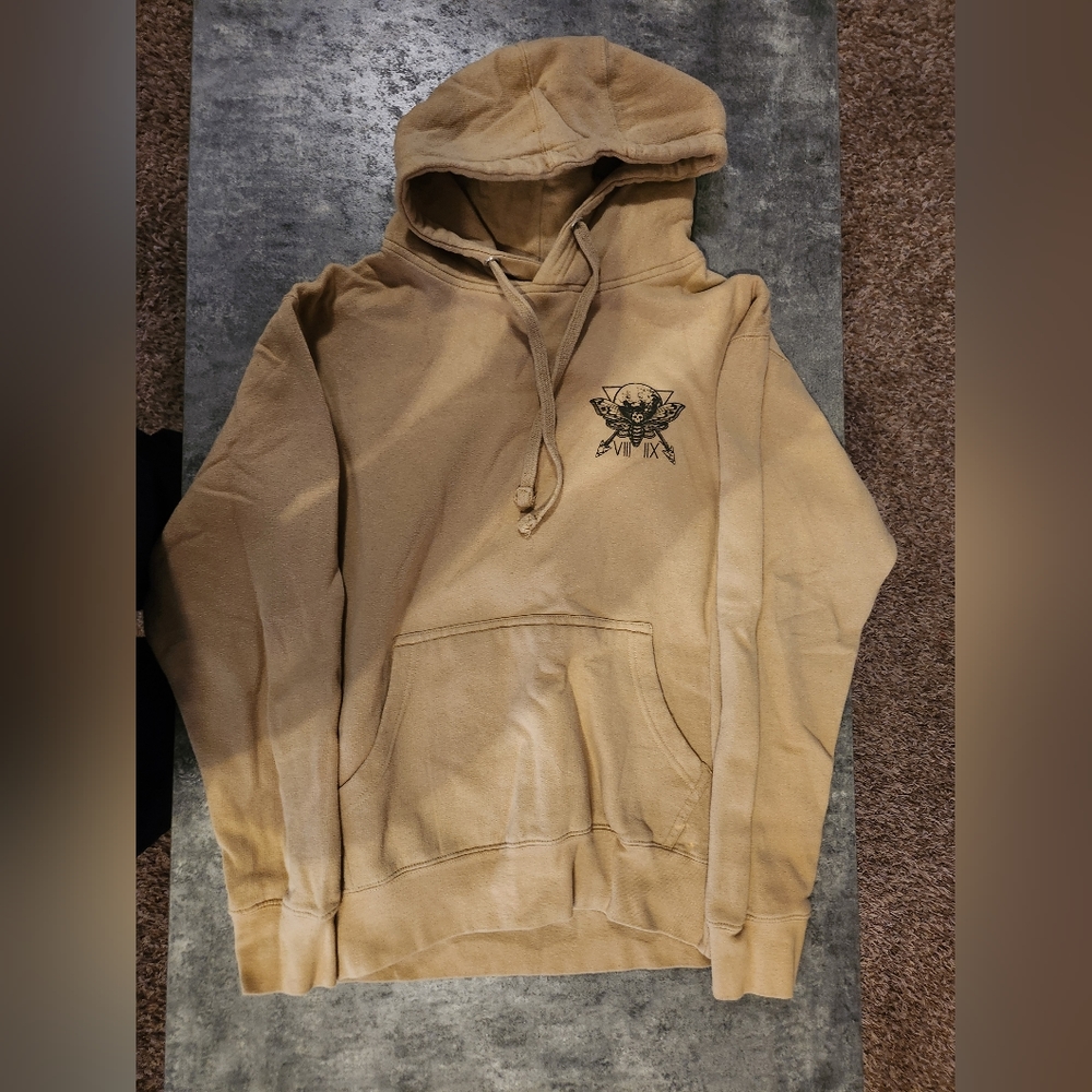SCW Skull Design Hoodie Men's Size Large Beige Great Shape! Used See Pictures!